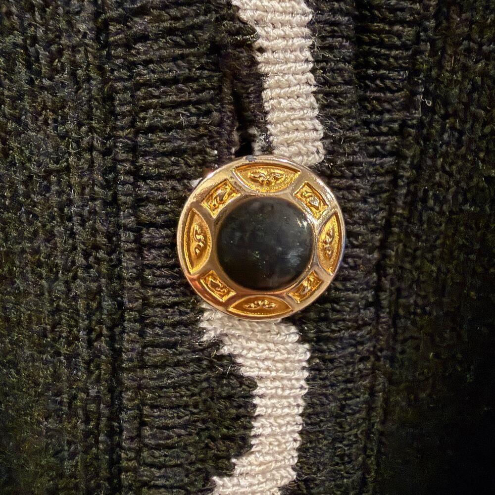 Epic Steven Vintage Black Cardigan Women Large White Trim  Preppy Classic Retro - Picture 5 of 9